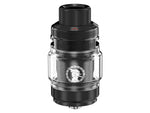 Schwarzer GeekVape Z Subohm 5 Clearomizer mit Glasbehälter und Zeus-Logo.