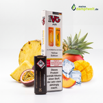IVG AIR Pod Multi Pack Yellow Edition mit zwei vorbefüllten Pods und frischen Früchten.
