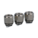Drei Vaporesso GT Mesh 0,18 Ohm Verdampferköpfe aus Metall.