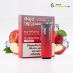 Vaporesso Dojo Twist Prefilled Pods in der Sorte Red Apple Ice mit Äpfeln und Eiswürfeln.