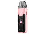 Rosa Vaporesso LUXE XR MAX 2 E-Zigarette mit digitalem Display und transparentem Pod-System.