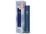 Elfbar Elfa Akku in Navy Blue neben seiner Verpackung mit 500 mAh Kapazität und USB-C Anschluss.