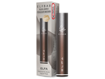 Elfbar Elfa Akku in Twilight Brown neben seiner Verpackung mit 500 mAh Kapazität und USB-C Anschluss.