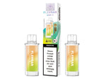 Zwei Flerbar Peach Ice Pods mit 2ml Füllmenge und 20mg Nikotinsalz.