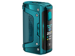 Ein türkisfarbener GeekVape Aegis Legend 5 Akkuträger mit einem digitalen Display.