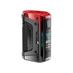 GeekVape Aegis Legend 5 Akkuträger in Rot und Schwarz mit Display.