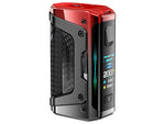 Ein roter und schwarzer GeekVape Aegis Legend 5 Akkuträger mit einem digitalen Display.