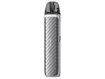 Silbernes Lost Vape Thelema Aura S E-Zigaretten Set mit Carbon-Optik und transparentem Pod.