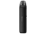 Schwarzes Lost Vape Thelema Aura S E-Zigaretten Set mit Lederoptik und transparentem Pod.