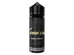 MaZa Lemon Cake Longfill-Aroma in einer schwarzen 120 ml Flasche mit gelber Aufschrift.