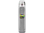 Uwell Caliburn G4 E-Zigarette mit silbernem Muster und Farbdisplay.