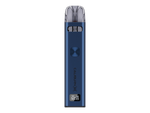 Eine blaue Uwell Caliburn G3 E-Zigarette mit Display und Knopf.