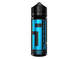 Schwarze 120 ml Chubby Gorilla Flasche mit 5EL Berry Mint Aroma und blauem Etikett.