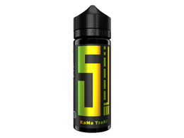 Schwarze 120ml Chubby Gorilla Flasche mit dem 5EL KaMa Traki Longfill Aroma Etikett.