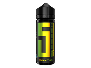 Schwarze 120ml Chubby Gorilla Flasche mit dem 5EL KaMa Traki Longfill Aroma Etikett.