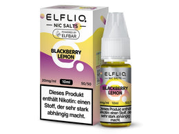 ELFLIQ Blackberry Lemon Nikotinsalz Liquid in einer 10ml Flasche mit passender Verpackung.