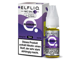 ELFLIQ Blueberry Nikotinsalz Liquid in einer 10ml Flasche mit passender Verpackung.