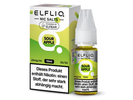 Elfbar ELFLIQ Sour Apple 20 mg Nikotinsalz Liquid 10 ml, grüner Apfel Geschmack, 50/50 VG/PG