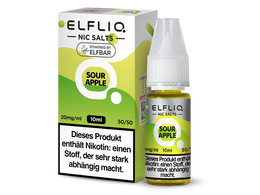 Elfbar ELFLIQ Sour Apple 20 mg Nikotinsalz Liquid 10 ml, grüner Apfel Geschmack, 50/50 VG/PG