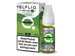 ELFLIQ Spearmint Nikotinsalz Liquid in einer 10ml Flasche mit passender Umverpackung.