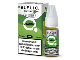 ELFLIQ Spearmint Nikotinsalz Liquid 10ml – erfrischende Minze Nic Salt, 10mg/ml, 50/50 VG/PG, milde Menthol-Alternative