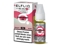 ELFLIQ Strawberry Ice Nikotinsalz Liquid in einer 10 ml Flasche mit passender Verpackung mit einer Nikotinstärke von 20 mg/ml