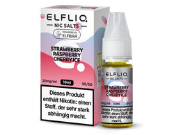 ELFLIQ Nikotinsalz Liquid Strawberry Raspberry Cherry Ice in einer 10ml Flasche mit Umkarton.