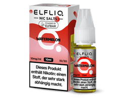 ELFLIQ Watermelon Nikotinsalz Liquid in einer 10ml Flasche mit 10mg/ml Nikotingehalt.