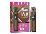 Elfbar Elfx Pro Classic Edition E-Zigaretten Set mit braunem Leder-Design und Farbdisplay.