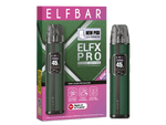 Elfbar Elfx Pro Classic Edition E-Zigaretten Set in Grün mit Verpackung und Farbdisplay.
