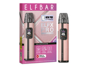Elfbar Elfx Pro Classic Edition E-Zigaretten Set in Rosa mit Display und Verpackung.