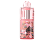 Rosa GEEKVAPE Kloud Einweg E-Zigarette mit transparentem Gehäuse und buntem Stadt-Design.