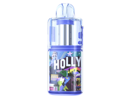 Blaue GEEKVAPE Kloud Einweg E-Zigarette mit transparentem Gehäuse und buntem Holly-Schriftzug.