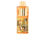 Orangefarbene Geekvape Kloud Einweg E-Zigarette mit transparentem Gehäuse und Rom-Motiv-Design.
