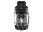 Schwarzer GeekVape Z Subohm 5 Clearomizer mit Glasbehälter und Zeus-Logo.