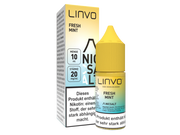 Linvo Nikotinsalz Liquid Fresh Mint in einer 10 ml Flasche mit passender Verpackung.