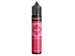 Revoltage BASED Strawberry Longfill Aroma in einer schlanken Flasche mit pinkem Etikett.