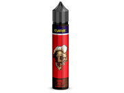 Revoltage Tobacco Red Longfill Aroma in einer Flasche mit Totenkopf-Logo auf rotem Hintergrund.