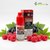 SC Red Line Strong Cassis V2 Nikotinsalz Liquid Flasche und Packung neben schwarzen Johannisbeeren.
