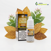 SC Virginia Tobacco Hybrid Nikotinsalz Liquid in einer 10ml Flasche mit Verpackung und Tabakblättern.
