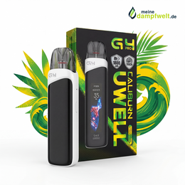 Uwell Caliburn G4 Pro E-Zigaretten Set in Weiß mit Touchscreen-Display und Verpackung.