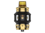 Uwell Valyrian IV Clearomizer in Gold mit schwarzem Silikonschutz und 8,5 ml Tankvolumen.