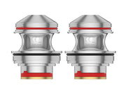 Zwei silberne Uwell Valyrian IV Verdampferköpfe mit roten Dichtungsringen und 0,35 Ohm Aufdruck.