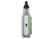 Vaporesso XROS 5 Nano E-Zigaretten Set mit silbernem Gehäuse und grünen Akzenten.
