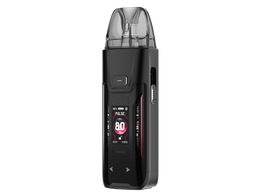 Vaporesso LUXE XR MAX 2 E-Zigaretten Set in Schwarz mit digitalem Display und transparentem Pod.