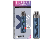 Elfbar Elfx Mini E-Zigaretten Set in Blau mit Verpackung und neuem V2.0 Pod.