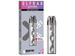 Elfbar Elfx Mini E-Zigaretten Set in Silber mit Verpackung und neuem V2.0 Pod.