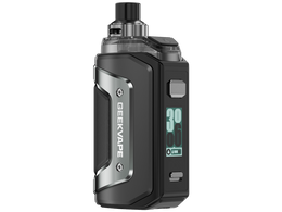 GEEKVAPE Aegis Hero 5 E-Zigarette mit schwarzem Gehäuse und silbernen Akzenten.