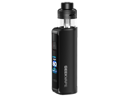 Schwarzes GEEKVAPE Aegis Force E-Zigaretten-Set mit Display.