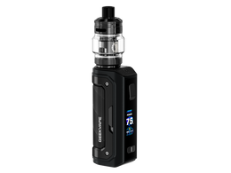 Schwarzes Geekvape Aegis Mini 5 E-Zigaretten Set mit digitalem Display und Z Nano 3 Clearomizer.